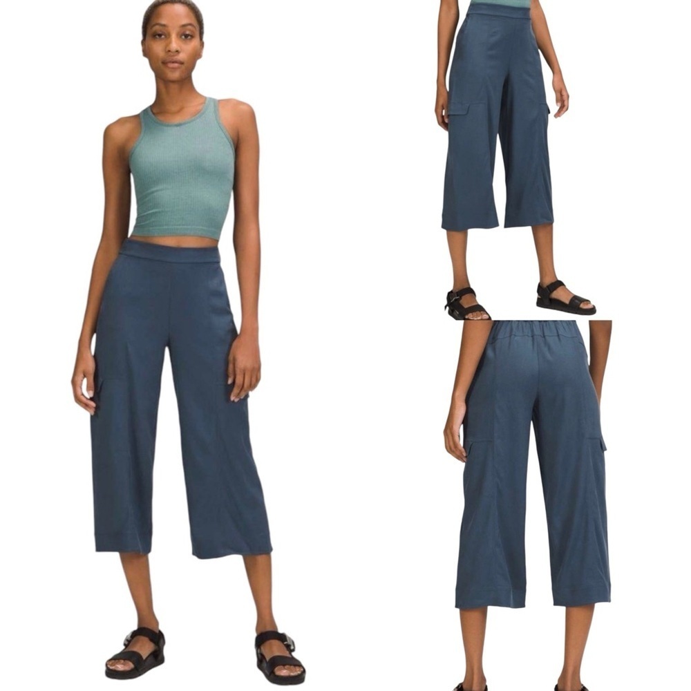 Lululemon Womens Metropolis Maven High Rise Crop Size 2 Turquoise Blue Active